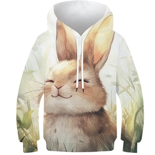 Sweat à capuche enfant pour le collège et les sorties nature avec motif lapin 3D