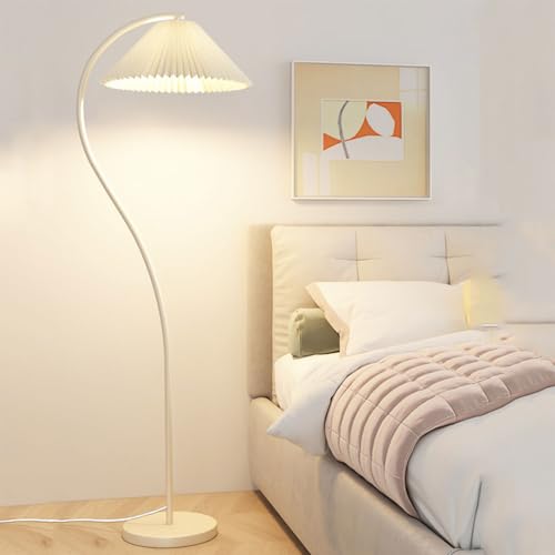Lámpara de pie blanca estilo crema ideal para salón y descanso