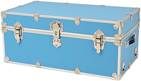 CampBound Sticker College & Camp Trunk with Wheels & Tray - 32" L x 18" W x 14" H - Sky Blue