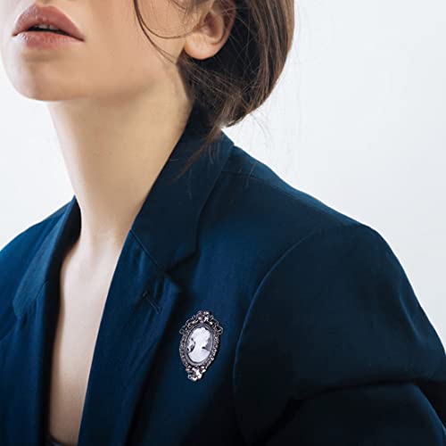 Image of lureme Vintage Elegant Victorian Lady Beauty Cameo with Crystal Brooch Pin (br000017)