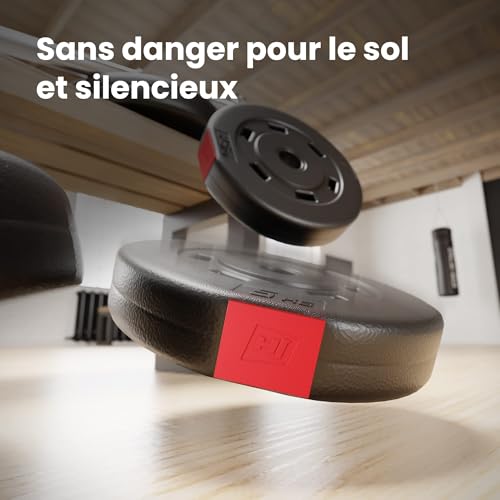 HOP-SPORT® Disques de Poids en Plastique 20, 30 kg pour Barre d'haltères 30 mm Variantes au Choix, Disques d'haltères pour Entraînement Haltérophilie et Musculation, Noir – Image 4