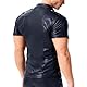 Moinha Herren Leder Hemd Lack-Optik Jacke Herren Wetlook T-Shirt Kurzarm Kunstleder Freizeithemd Männer Shirt mit Knopfleiste Hemd Slim Fit Latex Glänzend Tops Muskelshirt mit Brustaschen