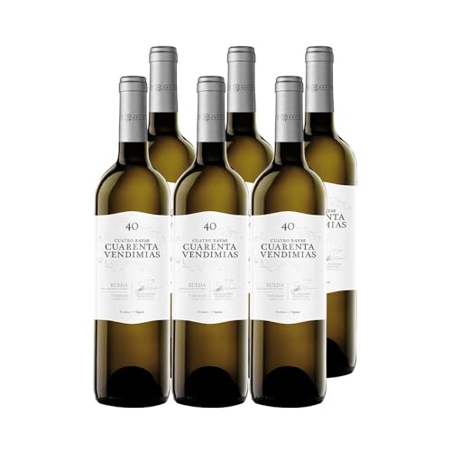 CUATRO RAYAS Cuarenta Vendimias Verdejo - Vino Blanco DO Rueda (6 Botellas x 750ml)