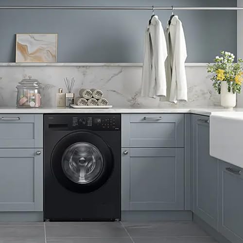 Samsung WW10FG5U34ABEG Waschmaschine, 10 kg, EEK: A, AI Energy Mode, AI Ecobubble, SuperSpeed 39 Min., Mikroplastikprogramm, WiFi, Schwarz