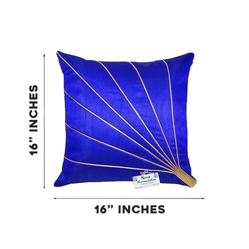 Image of Noor Silk Cushion Covers Pack of 7 | 16x16 Inches, Blue