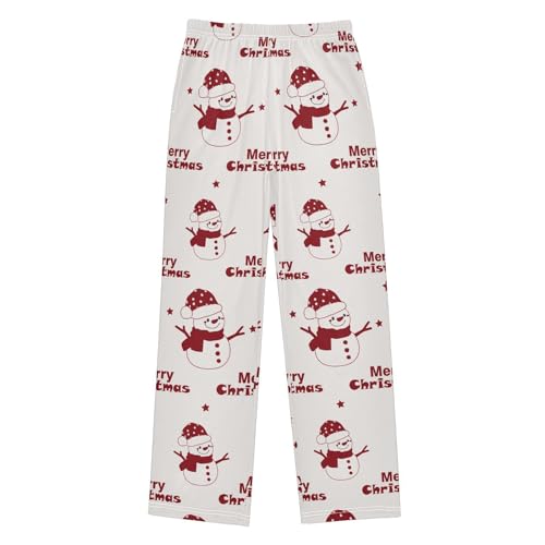 Winter Christmas Snowman Beige Boys Pants for Kids Jogger Pants with Pockets S-XL