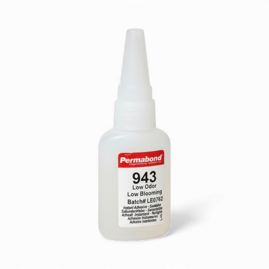 Permabond 943 Low Odor Non-Frosting Cyanoacrylate Adhesive, Clear Thin Wicking Industrial Super Glue, Fast Curing, High Strength Bond for Metal and Plastic (Glue, 1oz)