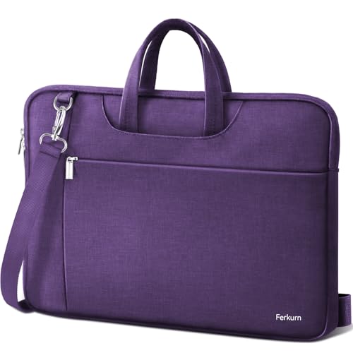 Image of Ferkurn Laptop Case Bag for Women Men Briefcase Messenger Bag, 15.6 16 Inch | Compatible with MacBook Pro M5 /HP OmniBook Omen Envy /Lenovo Yoga IdealPad /Dell Inspiron, Carrying Computer Bag,Purple