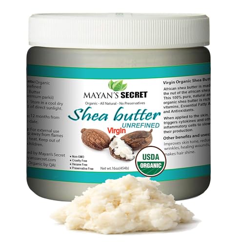 Mayan's Secret Organic Shea Butter USDA Certified, Raw, Unrefined, Ivory from Ghana Africa, Amazing for Skin Elasticity, Stretch Marks and body