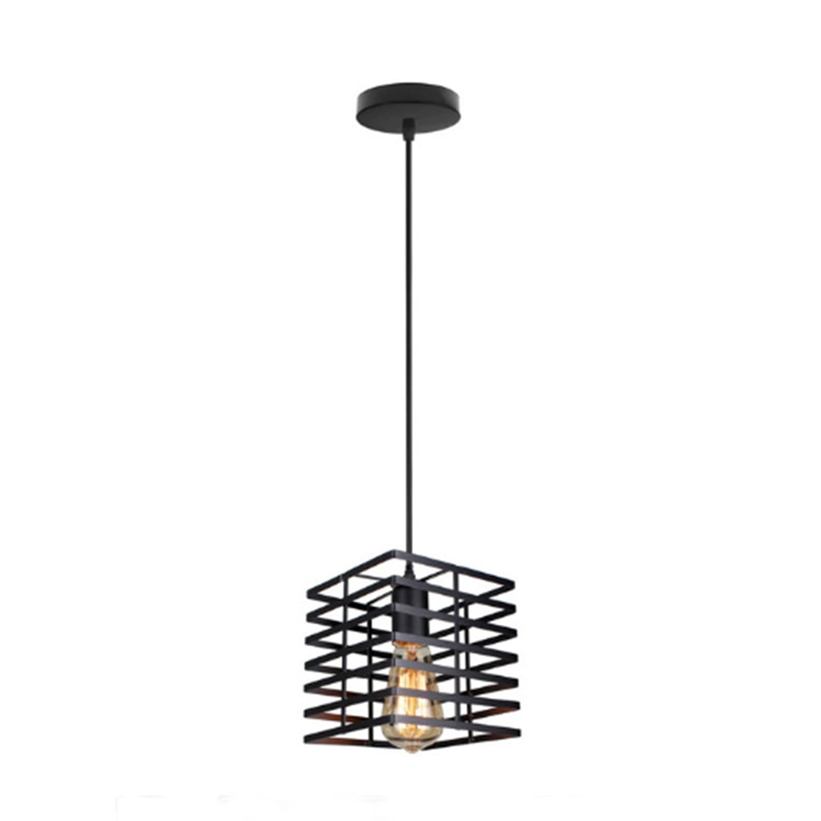 Luminaire de plafond géométrique semi-encastré en métal noir, suspension vintage haut de gamme