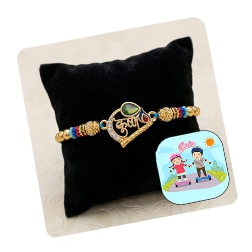 Image of CraftVatika Krishna Rakhi for Brother with Gift Combo for Brother Boy Man, Designer Religious Rakhi for Bhaiya Bro, Premium Rakhis for Rakshabandhan, Fridge Magnet Gifts for Him, Premium Raksha Sutra