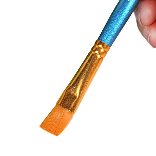1 Set of 10 Pieces Synthetic Hair Paint Brushes, Blue, for Acrylic, Oil and Watercolor Painting - Thumbnail 2