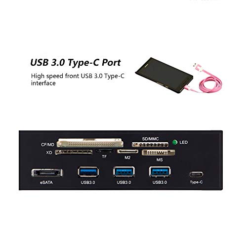 Docooler Sunshine-Tipway Stw 5.25 Inches Internal Card Reader Media Multi-Function Dashboard Pc Front Panel Type-C Usb 3.1 Usb 3.0 Support Cf Md Xd Mmc Tf M2 Ms #TOP1