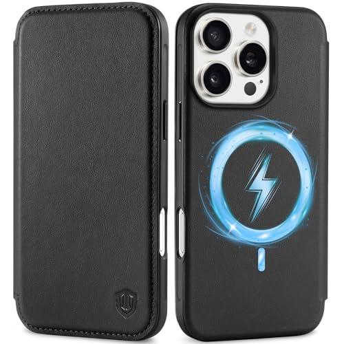 Coque iPhone 16 Pro en cuir véritable noir Shieldon étui fin élégant