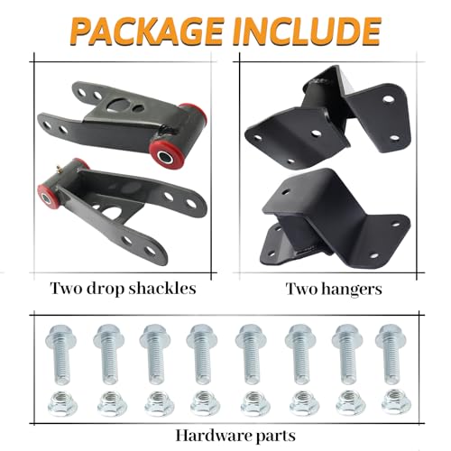image for GDYDI 4'' Drop Shackles and Hangers Kit for 1988-1998 Chevy GMC C1500 