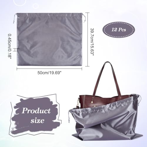 NBEADS 12 Pcs Dust Bags for Handbags Imitation Silk Storage Bags Portable Drawstring Pouch Cloth Travel Bags for Handbags Purses Shoes Boots Gray 39.7x50cm - Image 2