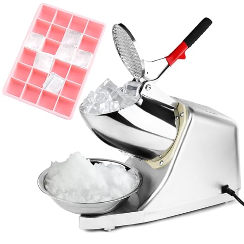 Tosucs Elektrischer Ice Crusher,Doppelmesser Eiscrusher, Eiszerkleinerer, 80kg/h, 300W Eiscrusher Smoothie Maschine, Geeignet für Softdrinks, Cocktails Oder Kalte Nachtischzubereitung