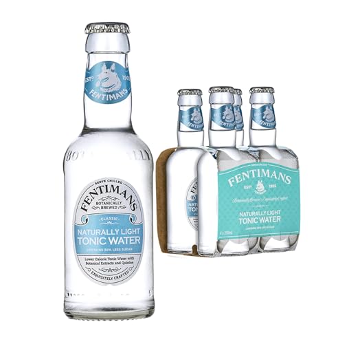 Fentimans Naturally Light Tonic Water - Botanically Brewed Water - Infused with Lemongrass Extract - Low Calorie, Gluten Free and Vegan Friendly Soft Drinks - 4 x 200ml