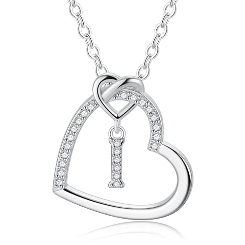 TINGN Geschenke für Mädchen Frauen - Personalisierte Halskette Damen Silber Herz Kette Kette mit Buchstaben I Geschenk für Frauen Freundin Personalisierte Geschenke Geburtstagsgeschenk für Mädchen