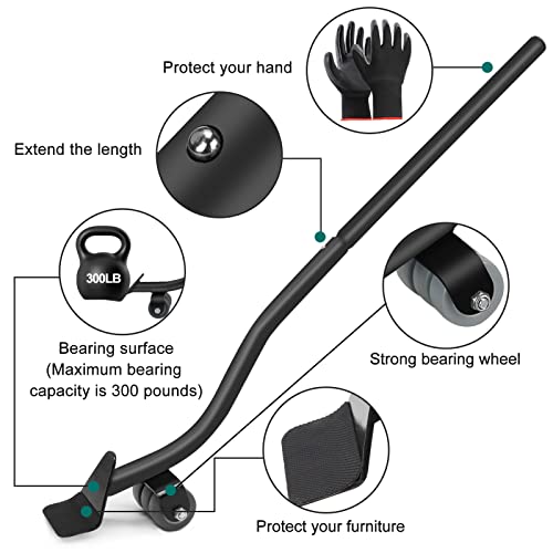 21" Long Furniture Lifter Set With Gloves Moving Set For Hard Floor Surfaces Heavy Furniture Up To 1000 Lbs Sofa Refrigerator Washing Machine (1 Lifter+4 Heightening Blocks+2 Pads+ 2 Gloves) #TOP1