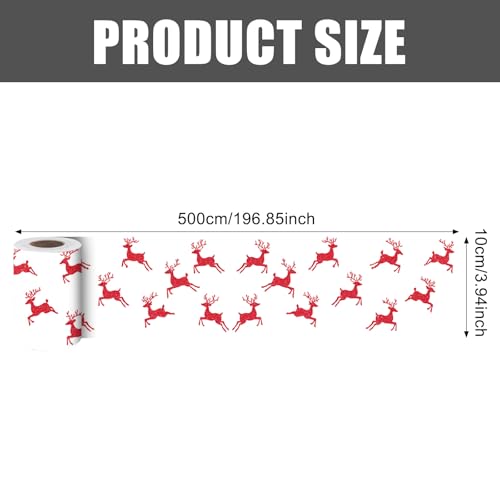 Image of Nuxovilar Red Reindeer Winter Peel Stick Wall Border PVC 3.94x16.4'
