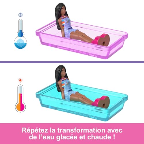 Barbie Coffret Camping-Car de Rêve Mini-BarbieLand comprenant une poupée de 3,8 cm, un véhicule avec des portes qui fonctionnent et une piscine qui change de couleur, HYF39