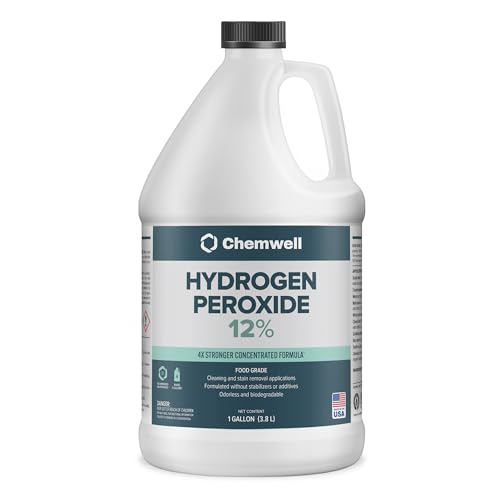 Chemwell 12% Hydrogen Peroxide - 1 Gallon - Multi-Purpose Cleaner for Home Kitchen Bath and Laundry - Made in USA - for Household Use