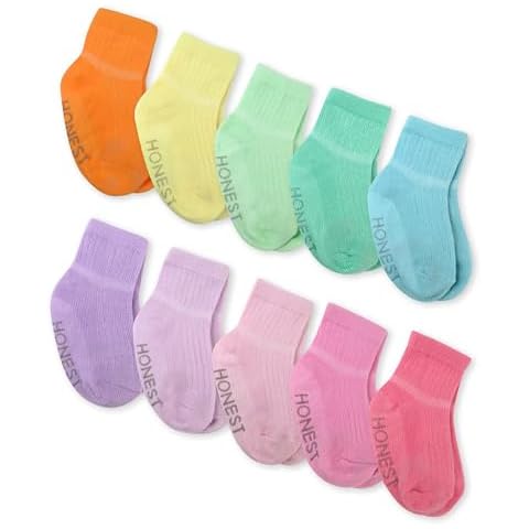 HonestBaby 10 Pack Multipack Cozy Socks Sustainably Made for Infant, Newborn Baby, Toddler, Kids, Boys, Girls, Unisex, 10-Pack Rainbow Pinks, 0-6 Months Cover