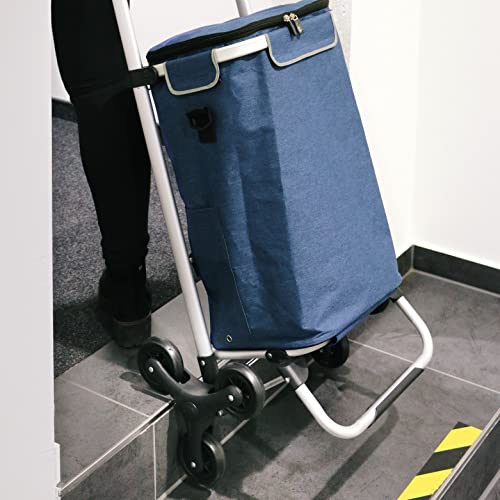 bremermann Einkaufstrolley DREBBER, Handwagen, Treppensteiger, Einkaufswagen mit Abnehmbarer Tasche (Blau) – Bild 5
