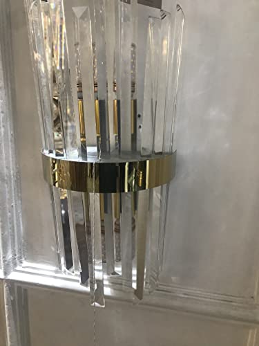 Image of Sanleen Modern Crystal Wall Light | Luxury Glass Wall Sconce Lamp for Living Room, Bedroom, Dining Room & Hallway | Gold Finish Decorative Wall Light Fixture | Premium Home Decor Lighting