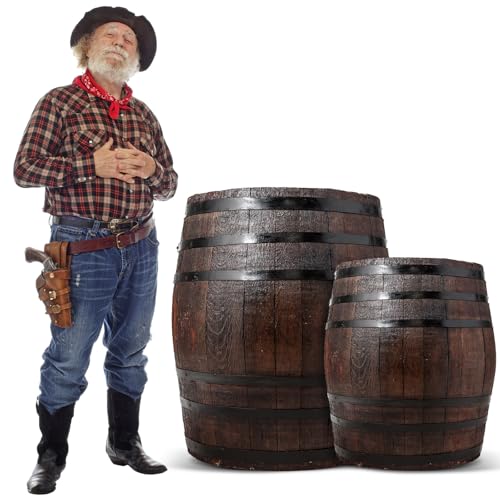 AceOrbit 2 Pcs Western Cowboy Party Decoration 40 H 30 H Wine Barrel Decor Pirate Party Decorations Large Cardboard Wine Barrel Wild West Cardboard Decoration Western Photo Booth Props Decor