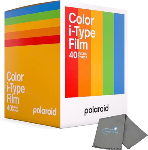 Película instantánea a color Polaroid para cámaras i-Type, paquete de 40 fotos, incluye paño de limpieza