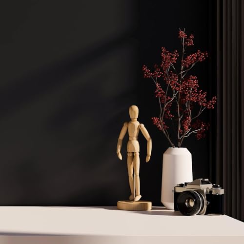 Image of WISDOM Glossy & Matte Vinyl Wallpaper Peel & Stick Self Adhesive Vinyl Wallpaper for Kitchen Cabinet Furniture Countertop (24x82 Inch, Black Matte)