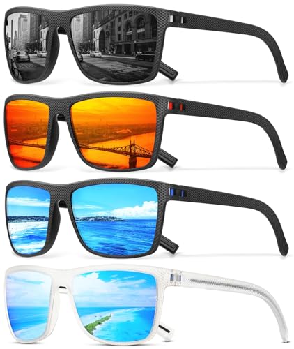 Image of Square Polarized Sunglasses for Men Vintage Style Driving Travel Sun Glasses Lightweight Frame UV Protection Eyewear