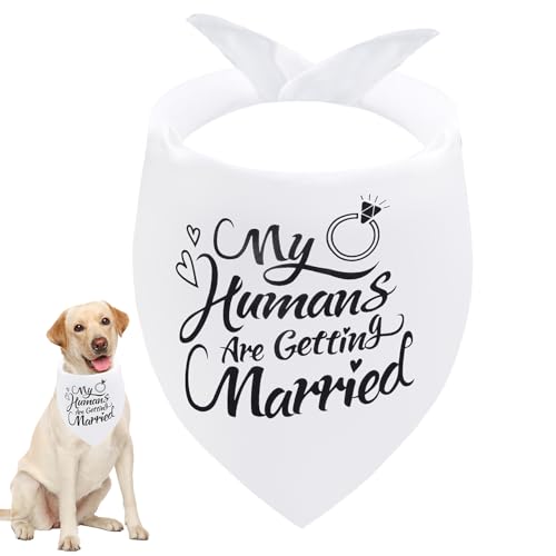 Seyezo Engagement Gifts, My Humans are Getting Married Bandanas, Dog Wedding Bandanas Engagement Outfit, Pet Scarf, Holiday Party Photo Decorations, Pet Accessories for Dog Lovers, Black Ring