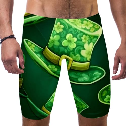 St Patrick's Day Swimsuit for Men & Boys,Competition Lap Swim Suit, Square Leg Endurance Training Multicoloured