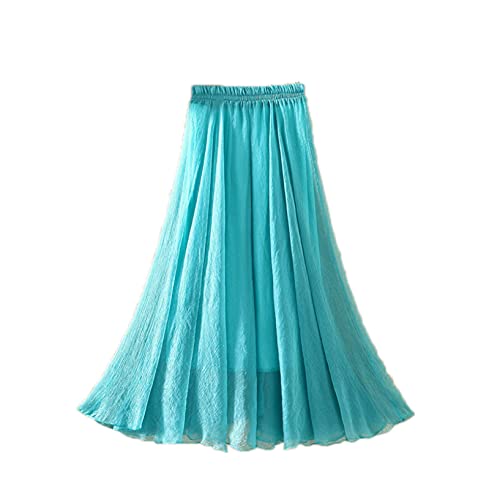 [G7LZ] フレアスカートマキシ丈 ロング丈 ミモレ丈 ロングフレアスカート 春 夏 秋 楽ちん 部屋着 ルームウェア 近所 コンビニ 20代 30代 40代 50代 レディース シフォン 純色 ウエストゴム スカート プリーツスカートのサムネイル