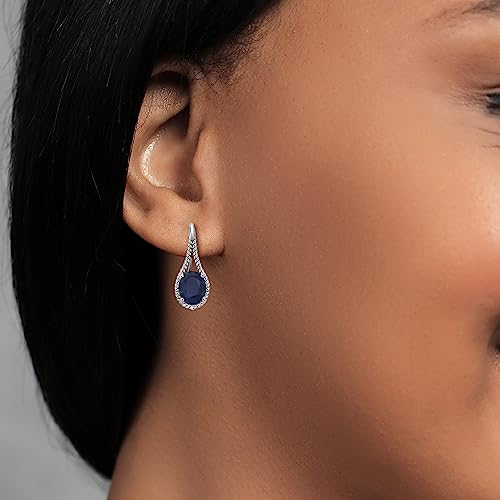 Gem Stone King 9X7MM Oval Gemstone Birthstone French Wire Dangle Hook Earrings For Women | 925 Sterling Silver | Fine Jewelry Gifts for Her Mom Women Wife3