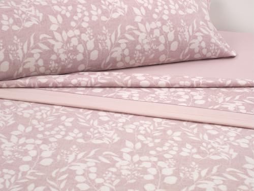 Cisne Rojo Juego de Sabanas Pirineo.Juego de Sabanas Invierno. Sabanas Estampadas Calentitas. Calidad y Diseño. para Cama 90 cm. Color Rosa. Modelo Jara. (100147-90-R)