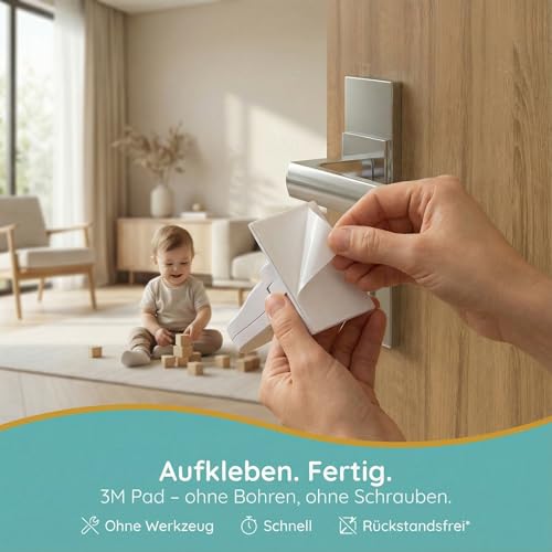 Homery Türsicherung Kinder [2 Stück] – Kindersicherung Tür, Türsicherung ohne Bohren für Türklinke & Türhebelschloss, Türschloss Kindersicherung innen, Türklinken Stopper ohne Bohren