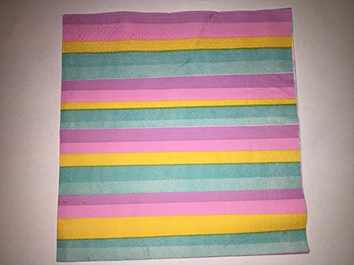 36 Colorful Striped Easter / Party Themed Napkins Spring Colors