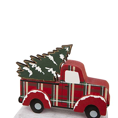 image for Glitzhome Christmas Stocking Holder Cute Truck with Christmas Tree Sto