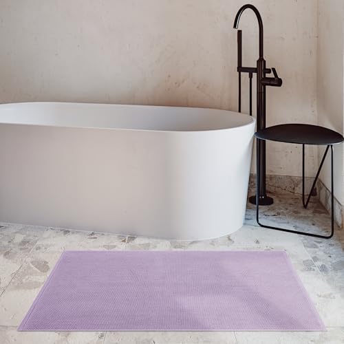 Image of Cotton Paradise 100% Cotton Turkish Bathmat Rug, Soft Absorbent Quick Dry Non Slip, 20x34 Bathmat Rug, Lilac