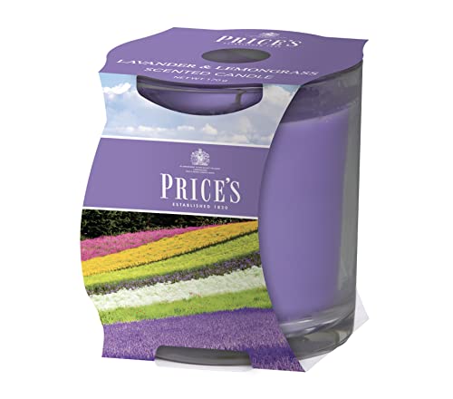 Price's - Lavender & Lemongrass Jar Candle - Fresh, Sweet, Gorgeous Fragrance - Long Lasting Scent - Up to 45 Hour Burn Time