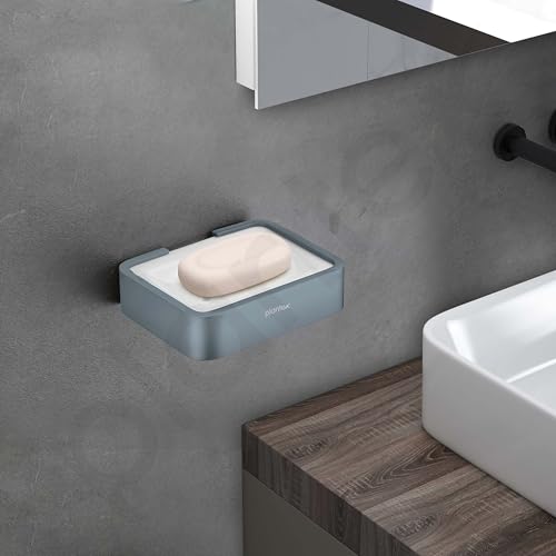 Image of Plantex Aluminium and Acrylic Soap Case /Soap Holder for Bathroom /Soap Stand /Bathroom Accessories - (Grey and Milky White)