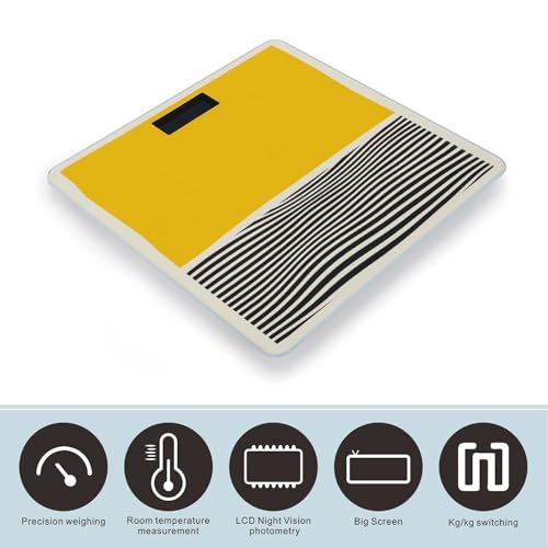 Báscula Digital de Baño Amarillo Mostaza y Negro miniatura 3