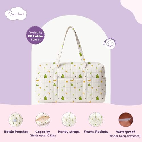 Image of MOM'S HOME New born Baby Organic cotton Travel Bag- Diaper Multipurpose Carry bags for Mothers | Pack -1 |