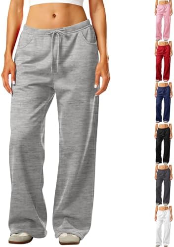 Wide Leg Sweatpants Women Baggy Lightweight Drawstring Low Rise Lounge Pants Casual Y2K Workout Joggers with Pockets