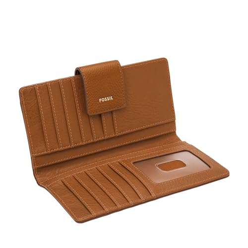 Image of Fossil Women's Logan Leather Wallet RFID Blocking Tab Clutch