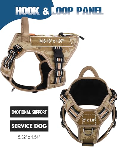 Image of PETNANNY Tactical Dog Harness Reflective with ID Card,Service Dog Vest Harness for Medium Large Dogs,Emotional Support Vest with Padded Handle,2 Reflective Patches for Training Hunting(Desert Camo,M)